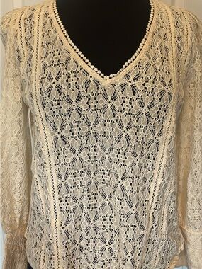 Hinge Cream Lace Top S